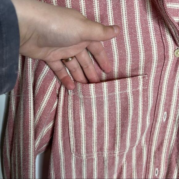Madewell Craig Pink Stripe Ex Boyfriend Button Down Flannel Size XS - Picture 5 of 8